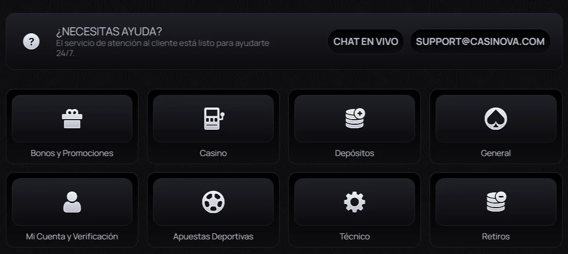 Atención al cliente de Casinova