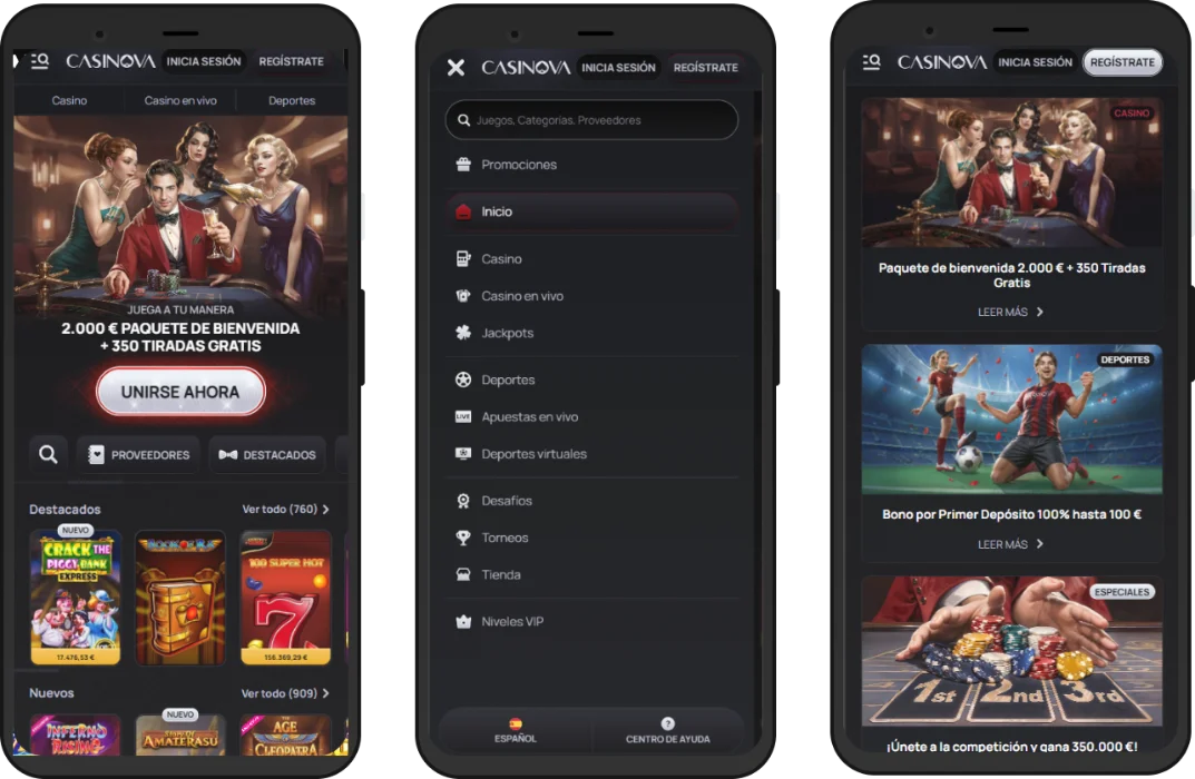 Casinova en tu móvil